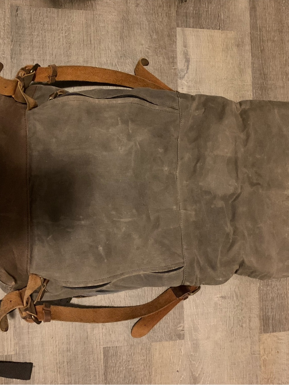 Canvas Roll-Top Men’s Backpack in Brown with Leather Straps